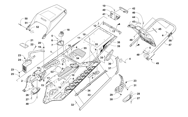 Parts Diagram for Arctic Cat 2016 ZR 7000 129 LXR SNOWMOBILE TUNNEL, REAR BUMPER, AND SNOWFLAP ASSEMBLY