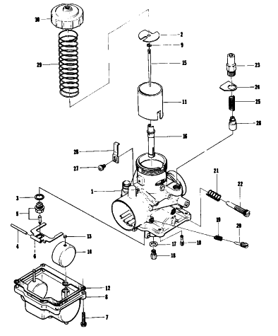 Parts Diagram for Arctic Cat 1977 JAG SNOWMOBILE CARBURETOR