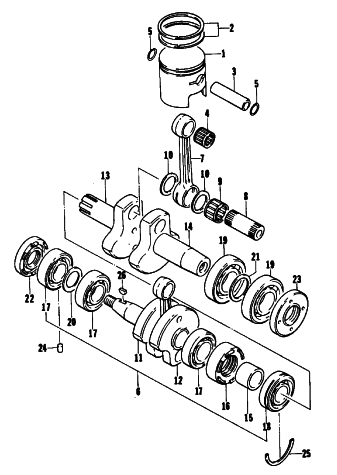 Parts Diagram for Arctic Cat 1977 JAG SNOWMOBILE PISTON AND CRANKSHAFT