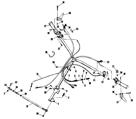 Parts Diagram for Arctic Cat 1977 JAG SNOWMOBILE STEERING