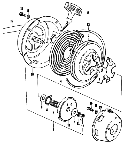 Parts Diagram for Arctic Cat 1977 EL TIGRE 4000 SNOWMOBILE RECOIL STARTER