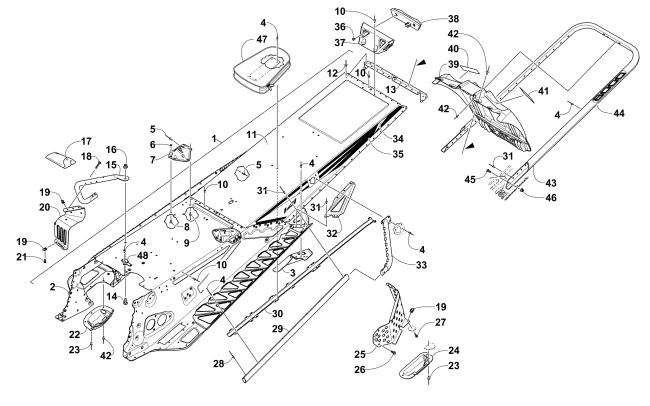 Parts Diagram for Arctic Cat 2016 M 8000 SE 141 ES SNOWMOBILE TUNNEL, REAR BUMPER, AND SNOWFLAP ASSEMBLY