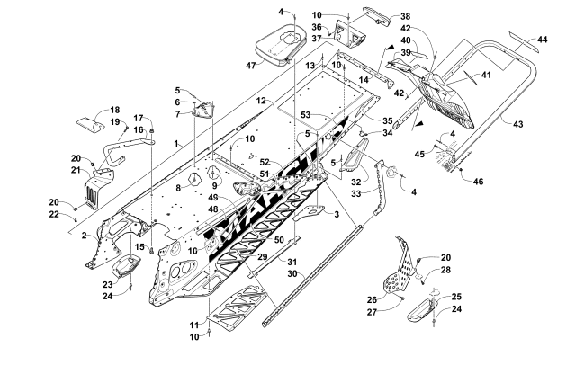 Parts Diagram for Arctic Cat 2016 ZR 8000 SNO PRO RR 129 SNOWMOBILE TUNNEL, REAR BUMPER, AND SNOWFLAP ASSEMBLY