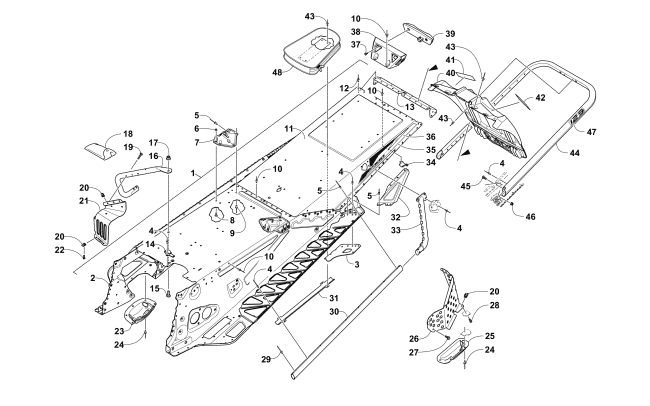 Parts Diagram for Arctic Cat 2016 ZR 8000 SNO PRO 129 SNOWMOBILE TUNNEL, REAR BUMPER, AND SNOWFLAP ASSEMBLY