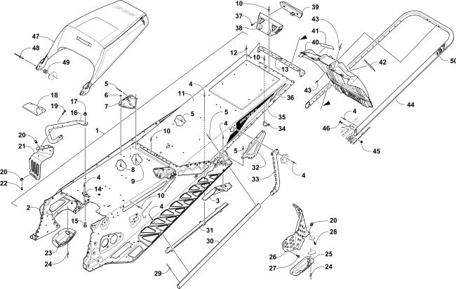 Parts Diagram for Arctic Cat 2016 ZR 8000 LXR ES 137 SNOWMOBILE TUNNEL, REAR BUMPER, AND SNOWFLAP ASSEMBLY