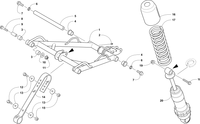 Parts Diagram for Arctic Cat 2016 M 8000 HCR 153 SNOWMOBILE REAR SUSPENSION FRONT ARM ASSEMBLY