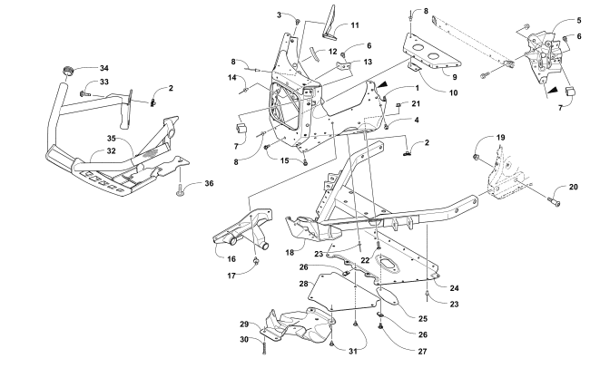 Parts Diagram for Arctic Cat 2016 ZR 9000 129 LTD SNOWMOBILE FRONT BUMPER AND FRAME ASSEMBLY
