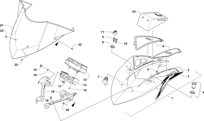 Parts Diagram for Arctic Cat 2016 ZR 9000 LTD 137 SNOWMOBILE WINDSHIELD AND INSTRUMENTS ASSEMBLIES