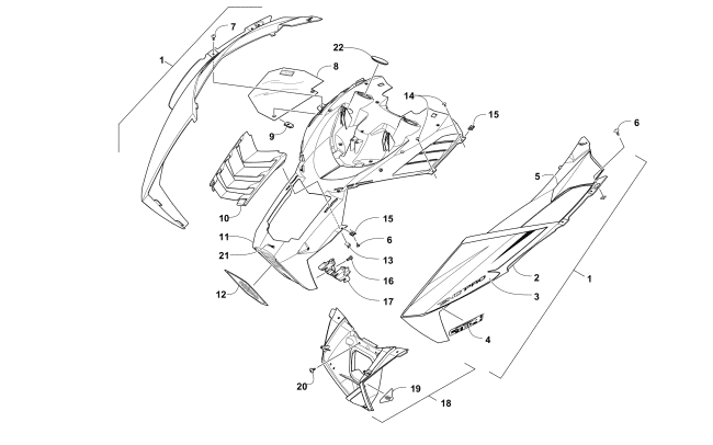Parts Diagram for Arctic Cat 2016 M 7000 SNO PRO 153 SNOWMOBILE HOOD ASSEMBLY
