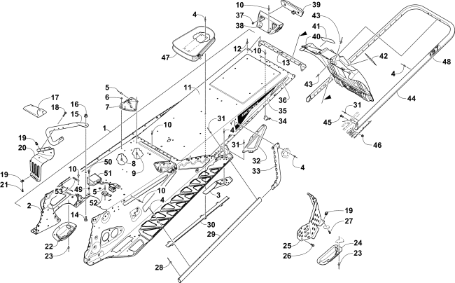 Parts Diagram for Arctic Cat 2016 ZR 9000 SNO PRO 137 SNOWMOBILE TUNNEL, REAR BUMPER, AND SNOWFLAP ASSEMBLY