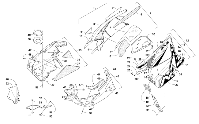 Parts Diagram for Arctic Cat 2016 M 7000 SNO PRO 153 SNOWMOBILE SKID PLATE AND SIDE PANEL ASSEMBLY