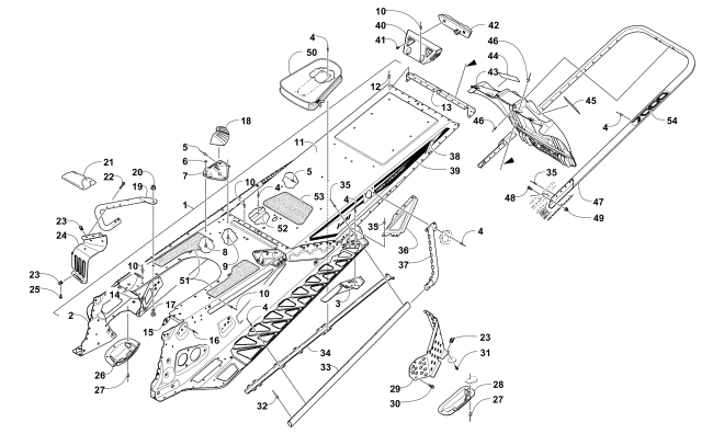 Parts Diagram for Arctic Cat 2016 XF 7000 HIGH COUNTRY 141 SNOWMOBILE TUNNEL, REAR BUMPER, AND SNOWFLAP ASSEMBLY