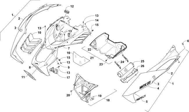 Parts Diagram for Arctic Cat 2016 ZR 9000 RR 129 SNOWMOBILE HOOD AND AIR INTAKE ASSEMBLY