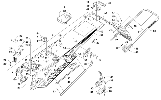 Parts Diagram for Arctic Cat 2016 M 9000 SNO PRO 162 SNOWMOBILE TUNNEL, REAR BUMPER, AND SNOWFLAP ASSEMBLY