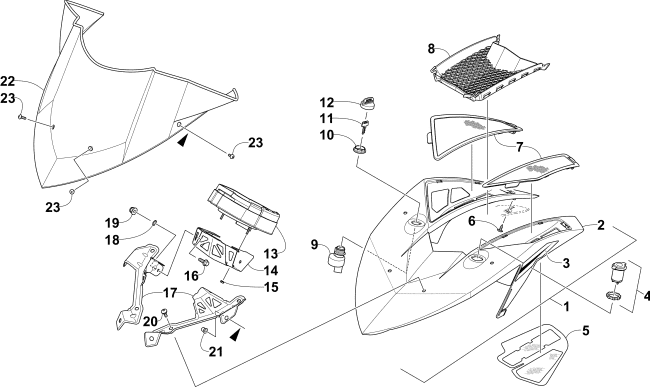 Parts Diagram for Arctic Cat 2016 M 9000 SNO PRO 162 SNOWMOBILE WINDSHIELD AND INSTRUMENTS ASSEMBLIES