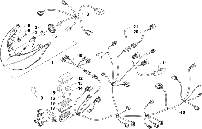 Parts Diagram for Arctic Cat 2016 M 9000 SNO PRO 162 SNOWMOBILE HEADLIGHT AND WIRING ASSEMBLIES