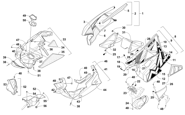 Parts Diagram for Arctic Cat 2016 M 9000 SNO PRO 162 SNOWMOBILE SKID PLATE AND SIDE PANEL ASSEMBLY