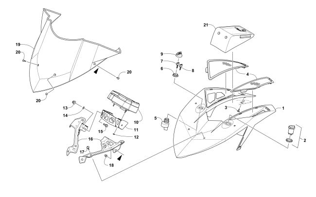 Parts Diagram for Arctic Cat 2016 ZR 9000 ET LTD 129 SNOWMOBILE WINDSHIELD AND INSTRUMENTS ASSEMBLIES