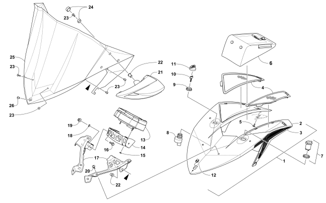 Parts Diagram for Arctic Cat 2016 XF 8000 CROSSTREK ES 137 SNOWMOBILE WINDSHIELD AND INSTRUMENTS ASSEMBLIES