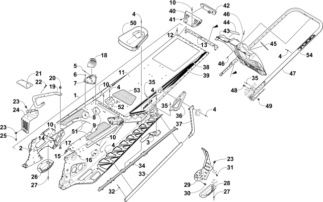 Parts Diagram for Arctic Cat 2016 M 7000 SNO PRO 153 SNOWMOBILE TUNNEL, REAR BUMPER, AND SNOWFLAP ASSEMBLY