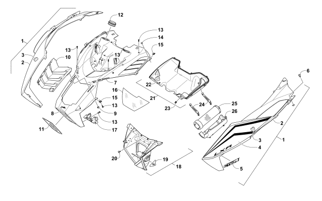 Parts Diagram for Arctic Cat 2016 ZR 9000 137 LXR SNOWMOBILE HOOD AND AIR INTAKE ASSEMBLY