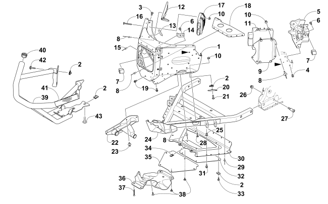Parts Diagram for Arctic Cat 2016 M 7000 LTD 162 SNOWMOBILE FRONT BUMPER AND FRAME ASSEMBLY