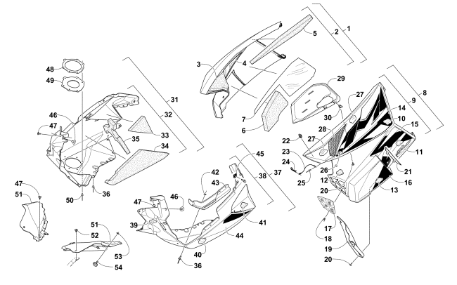 Parts Diagram for Arctic Cat 2016 M 7000 LTD 162 SNOWMOBILE SKID PLATE AND SIDE PANEL ASSEMBLY