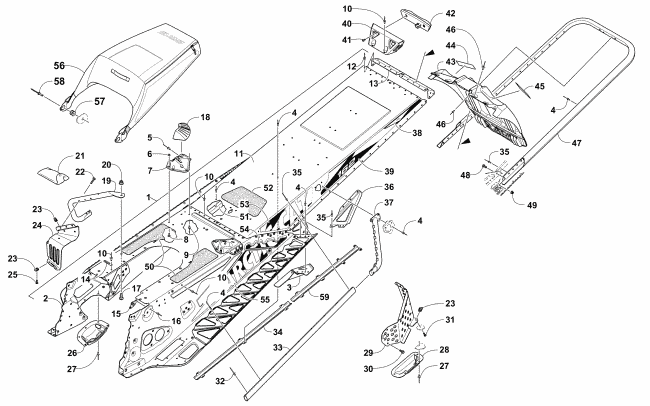 Parts Diagram for Arctic Cat 2016 M 7000 LTD 162 SNOWMOBILE TUNNEL, REAR BUMPER, AND SNOWFLAP ASSEMBLY