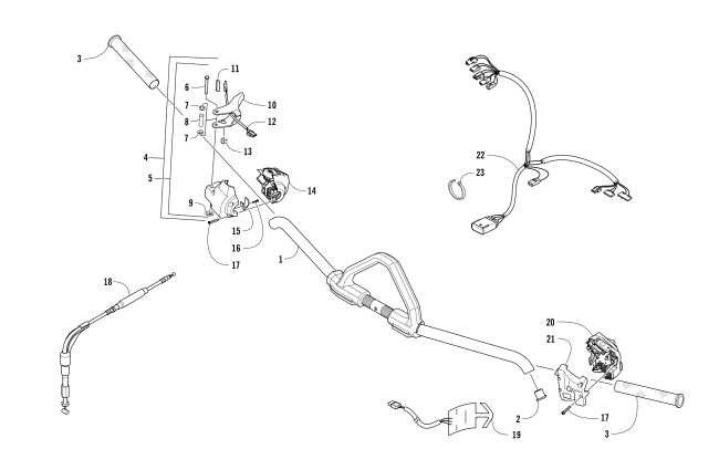 Parts Diagram for Arctic Cat 2017 BEARCAT 3000 LT EARLY BUILD SNOWMOBILE HANDLEBAR AND CONTROLS