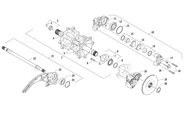 Parts Diagram for Arctic Cat 2017 BEARCAT 3000 LT EARLY BUILD SNOWMOBILE DRIVE TRAIN SHAFTS AND BRAKE ASSEMBLIES