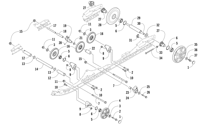 Parts Diagram for Arctic Cat 2017 BEARCAT 3000 LT EARLY BUILD SNOWMOBILE IDLER WHEEL ASSEMBLY