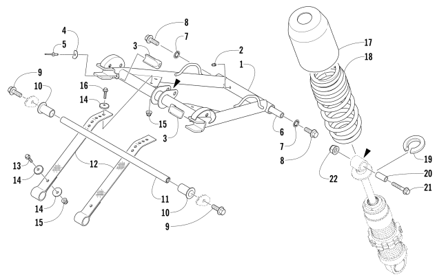 Parts Diagram for Arctic Cat 2017 BEARCAT 3000 LT EARLY BUILD SNOWMOBILE REAR SUSPENSION FRONT ARM ASSEMBLY