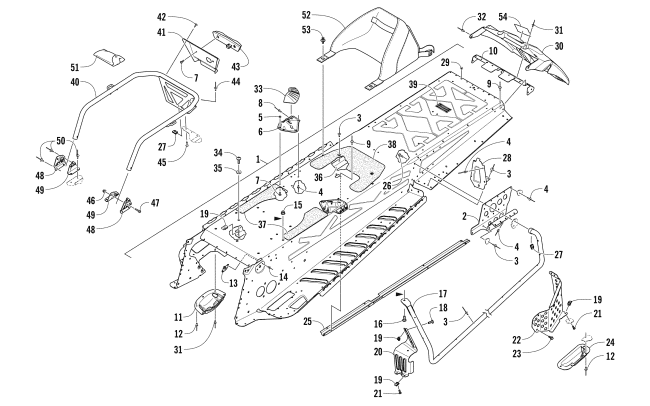 Parts Diagram for Arctic Cat 2017 BEARCAT 3000 LT SNOWMOBILE TUNNEL AND REAR RACK ASSEMBLY