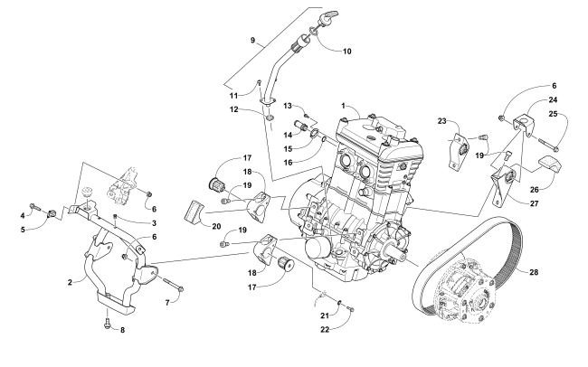 Parts Diagram for Arctic Cat 2017 ZR 3000 LXR 129 SNOWMOBILE ENGINE AND RELATED PARTS