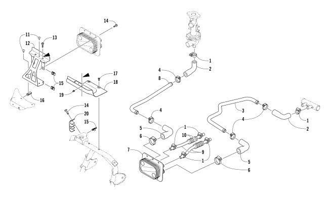 Parts Diagram for Arctic Cat 2017 BEARCAT 3000 LT SNOWMOBILE OIL COOLER ASSEMBLY