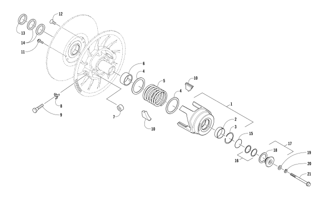 Parts Diagram for Arctic Cat 2017 BEARCAT 3000 LT EARLY BUILD SNOWMOBILE DRIVEN CLUTCH
