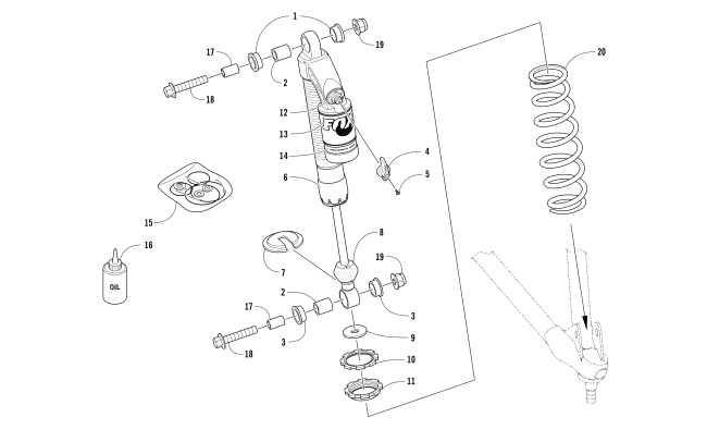 Parts Diagram for Arctic Cat 2017 ZR 6000 LTD ES 129 SNOWMOBILE FRONT SUSPENSION SHOCK ABSORBER