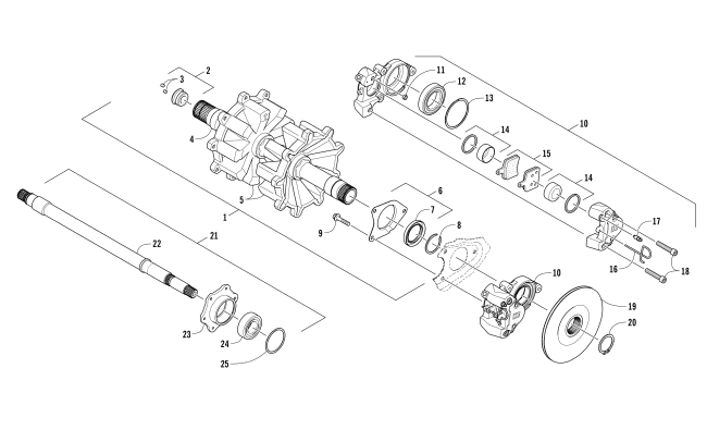 Parts Diagram for Arctic Cat 2017 ZR 8000 EL TIGRE ES 129 SNOWMOBILE DRIVE TRAIN SHAFTS AND BRAKE ASSEMBLIES