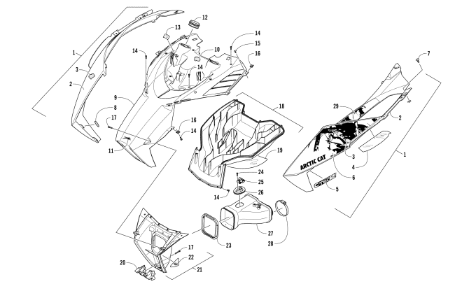 Parts Diagram for Arctic Cat 2017 ZR 6000 LTD ES 137 SNOWMOBILE HOOD AND AIR INTAKE ASSEMBLY