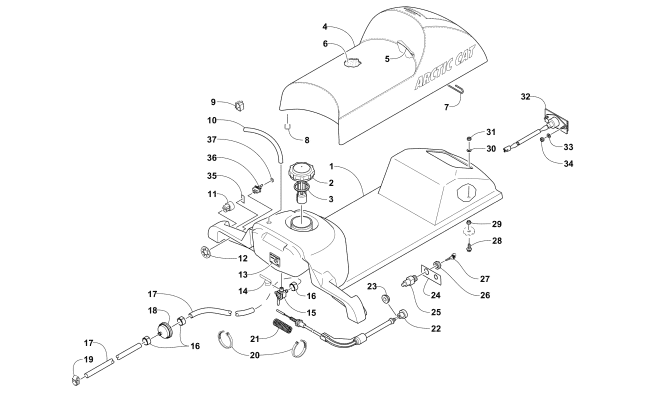 Parts Diagram for Arctic Cat 2017 ZR 120 SNOWMOBILE GAS TANK, SEAT, AND TAILLIGHT ASSEMBLY