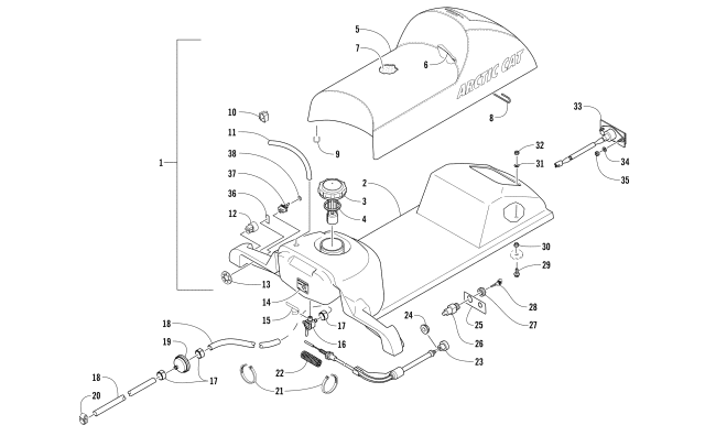 Parts Diagram for Arctic Cat 2017 ZR 120 SNOWMOBILE GAS TANK, SEAT, AND TAILLIGHT ASSEMBLY