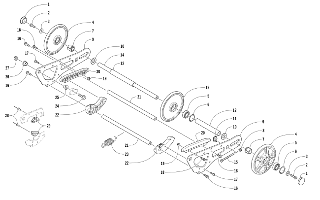 Parts Diagram for Arctic Cat 2017 BEARCAT 7000 XT EARLY BUILD SNOWMOBILE ARTICULATING SKID FRAME ASSEMBLY