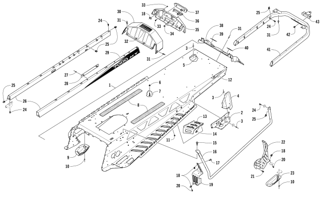 Parts Diagram for Arctic Cat 2017 BEARCAT 7000 XT EARLY BUILD SNOWMOBILE TUNNEL AND REAR RACK ASSEMBLY