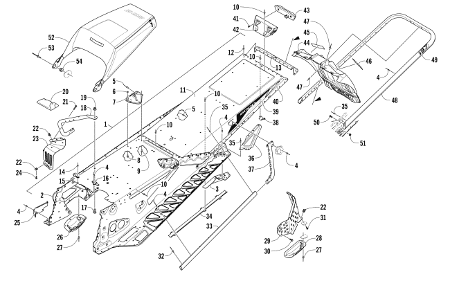 Parts Diagram for Arctic Cat 2016 ZR 6000 LXR 137 ES SNOWMOBILE TUNNEL, REAR BUMPER, AND SNOWFLAP ASSEMBLY