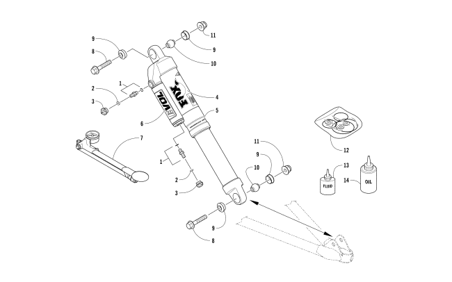 Parts Diagram for Arctic Cat 2017 M 8000 LTD ES 153 (3.0) SNOWMOBILE FRONT SUSPENSION SHOCK ABSORBER