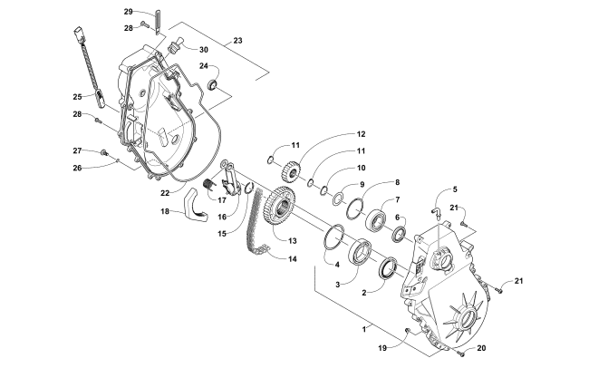 Parts Diagram for Arctic Cat 2017 M 8000 HARD CORE MOUNTAIN CAT 153 SNOWMOBILE CHAIN CASE ASSEMBLY