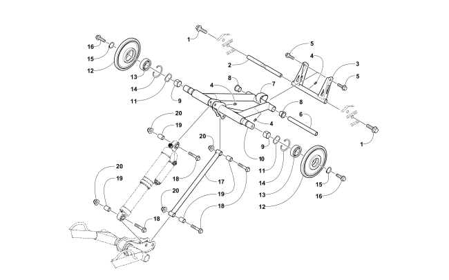 Parts Diagram for Arctic Cat 2017 M 8000 LTD ES 162 (3.0) SNOWMOBILE REAR SUSPENSION REAR ARM ASSEMBLY