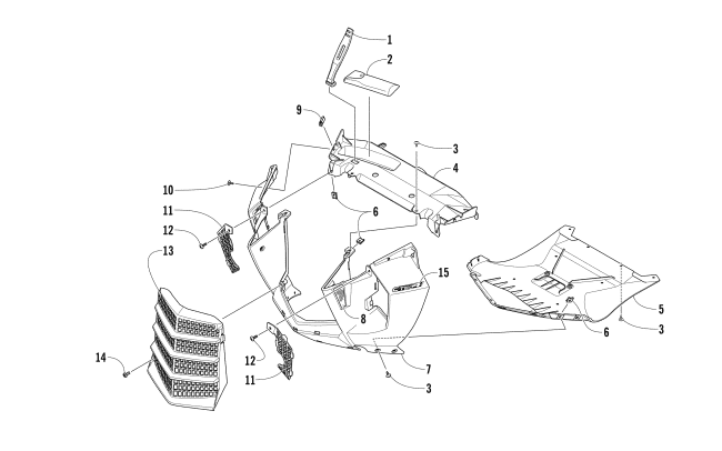 Parts Diagram for Arctic Cat 2017 PANTERA 7000 XT LTD SNOWMOBILE FRONT FASCIA AND CENTER SKID PLATE ASSEMBLY