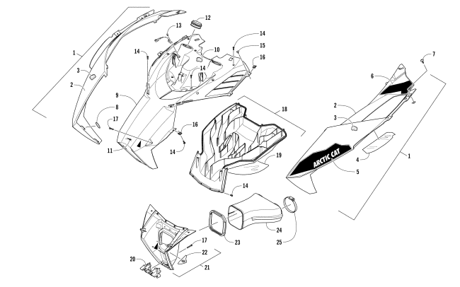 Parts Diagram for Arctic Cat 2017 M 8000 MOUNTAIN CAT 162 SNOWMOBILE HOOD AND AIR INTAKE ASSEMBLY