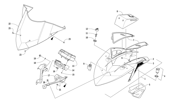 Parts Diagram for Arctic Cat 2017 M 8000 HARD CORE MOUNTAIN CAT 162 SNOWMOBILE WINDSHIELD AND INSTRUMENTS ASSEMBLIES
